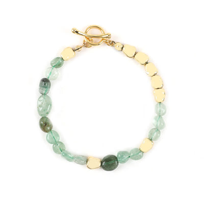 Olivenorma Irregular Natural Stone Metal Stone Beads Bracelet