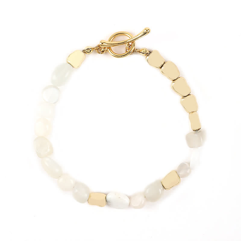 Olivenorma Irregular Natural Stone Metal Stone Beads Bracelet