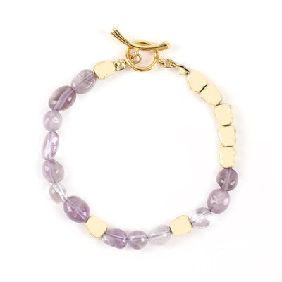 Olivenorma Irregular Natural Stone Metal Stone Beads Bracelet