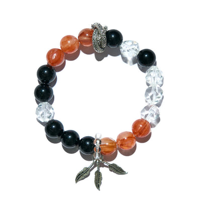 Olivenorma Clear Crystal Obsidian Carnelian Beaded Bracelet