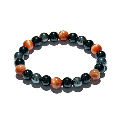 Olivenorma Orange Tiger Eye Obsidian Hematite Beaded Bracelet