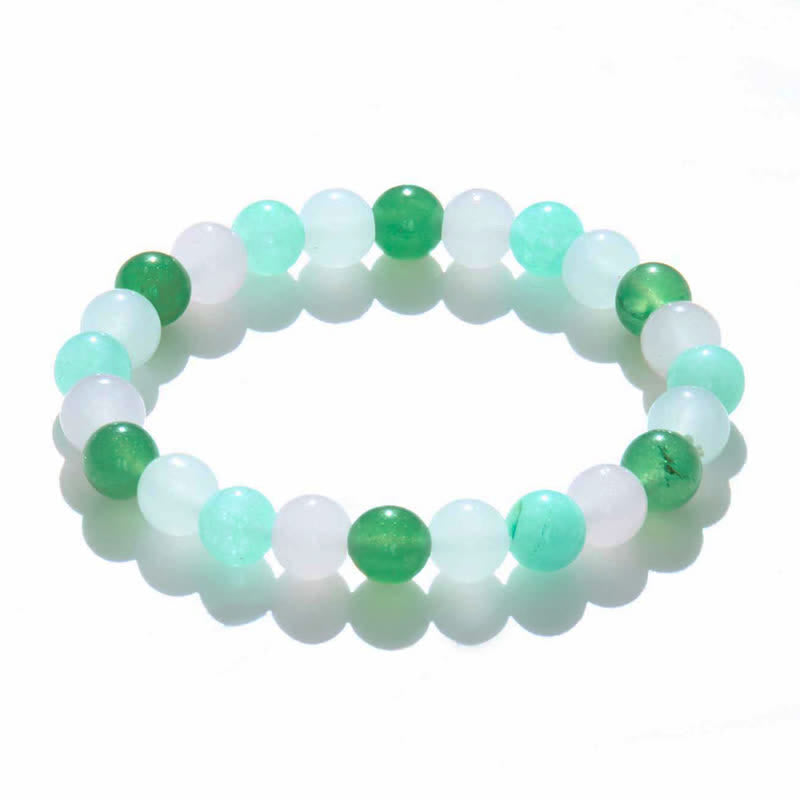 Olivenorma Clear Crystal Green Fluorite Rose Quartz Beaded Bracelet