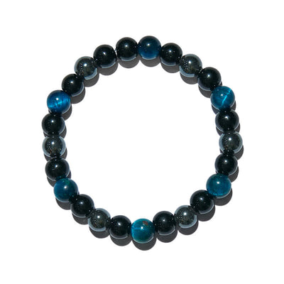 Olivenorma Blue Tiger Eye Obsidian Hematite Beaded Bracelet