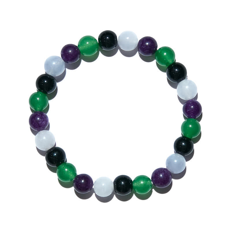 Olivenorma 8mm Multicolor Natural Stone Amethyst Beaded Bracelet