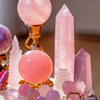 Olivenorma Rose Quartz Love & Confidence Energy Crystal Array