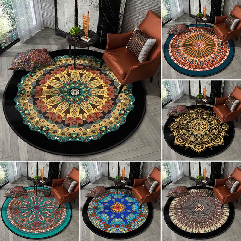 Olivenorma Boho Round Area Rug Mandala Carpet