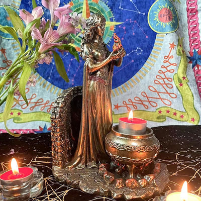 Olivenorma Goddess BRIGID Statue Candle Holder Crystal Ball Holder