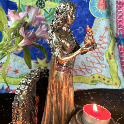 Olivenorma Goddess BRIGID Statue Candle Holder Crystal Ball Holder