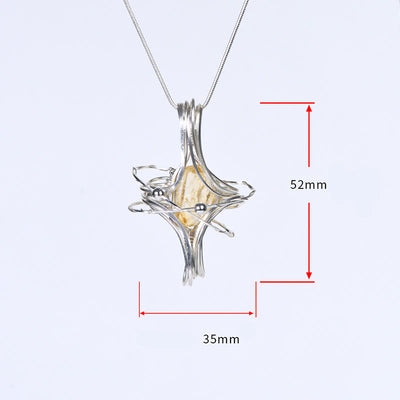 Olivenorma Natural Crystal Handwound Octahedral Planet Pendant Necklace