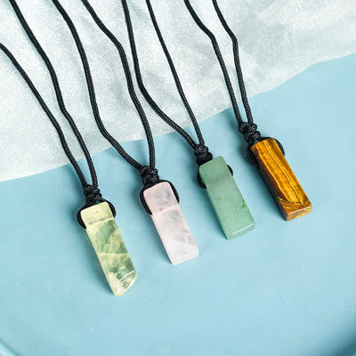 Olivenorma Natural Crystal Column Pendant Braided Knot Necklace - image 27