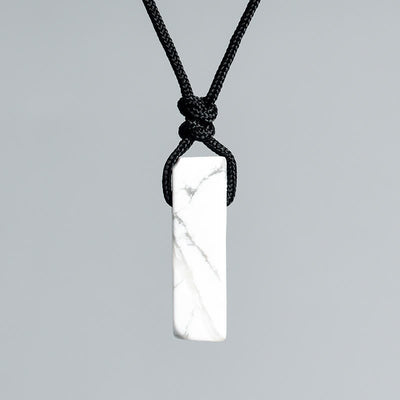 Olivenorma Natural Crystal Column Pendant Braided Knot Necklace - White Turquoise - image 23