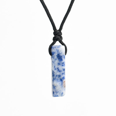Olivenorma Natural Crystal Column Pendant Braided Knot Necklace - Blue Spot Jasper - image 16