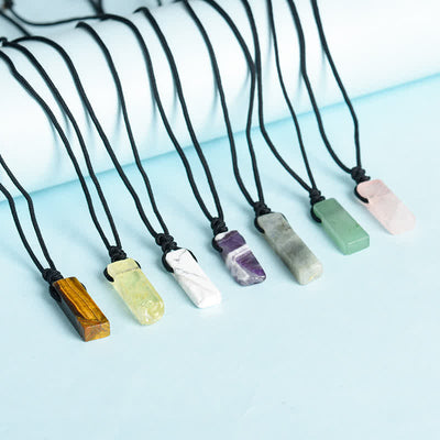 Olivenorma Natural Crystal Column Pendant Braided Knot Necklace - image 25