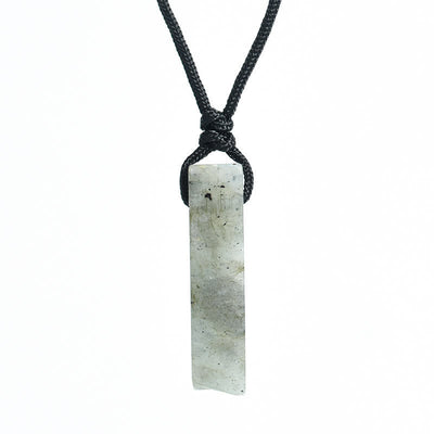 Olivenorma Natural Crystal Column Pendant Braided Knot Necklace - Labradorite - image 14