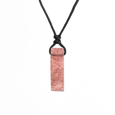 Olivenorma Natural Crystal Column Pendant Braided Knot Necklace - Strawberry Quartz - image 8