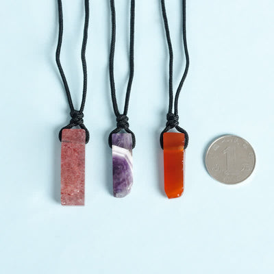 Olivenorma Natural Crystal Column Pendant Braided Knot Necklace - image 26