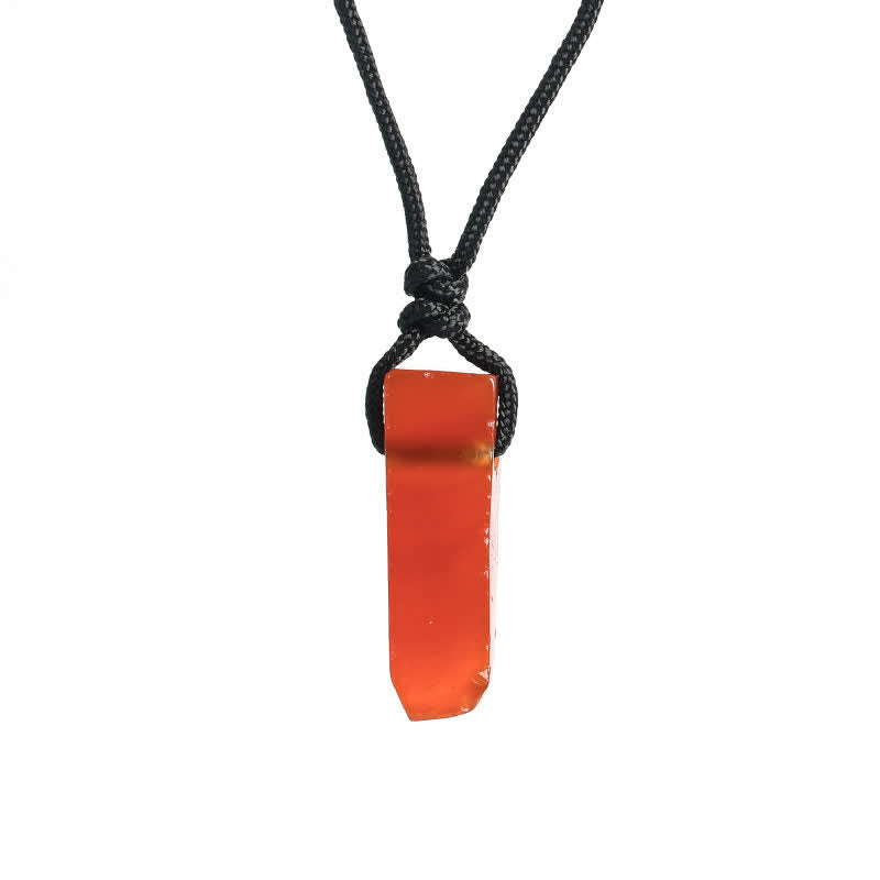 Olivenorma Natural Crystal Column Pendant Braided Knot Necklace - Carnelian - image 2