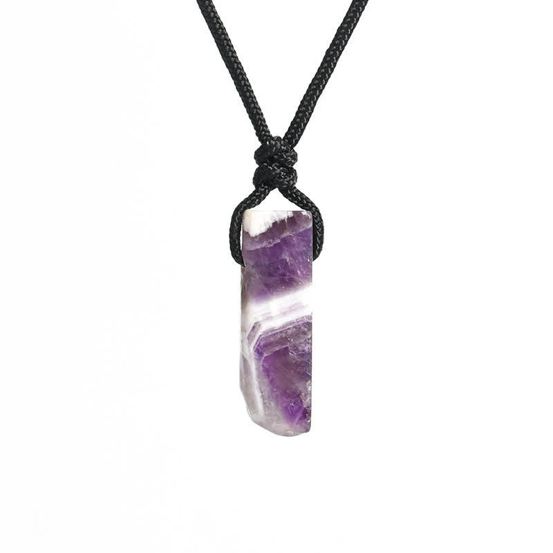 Olivenorma Natural Crystal Column Pendant Braided Knot Necklace - Amethyst - image 10