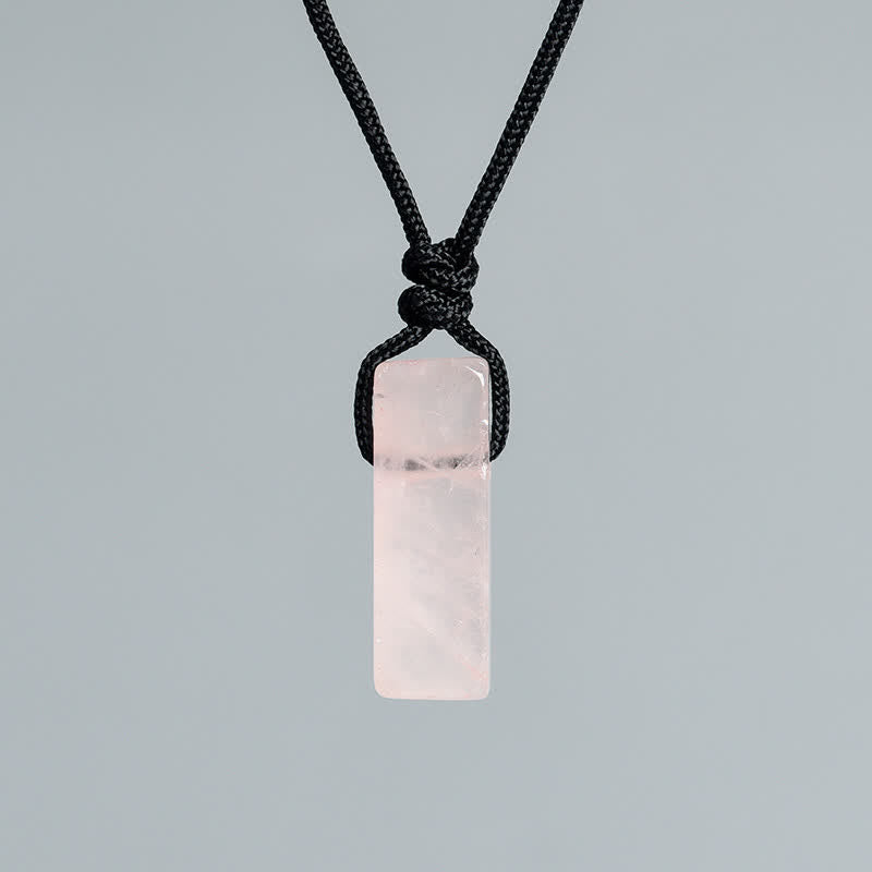 Olivenorma Natural Crystal Column Pendant Braided Knot Necklace - Rose Quartz - image 19