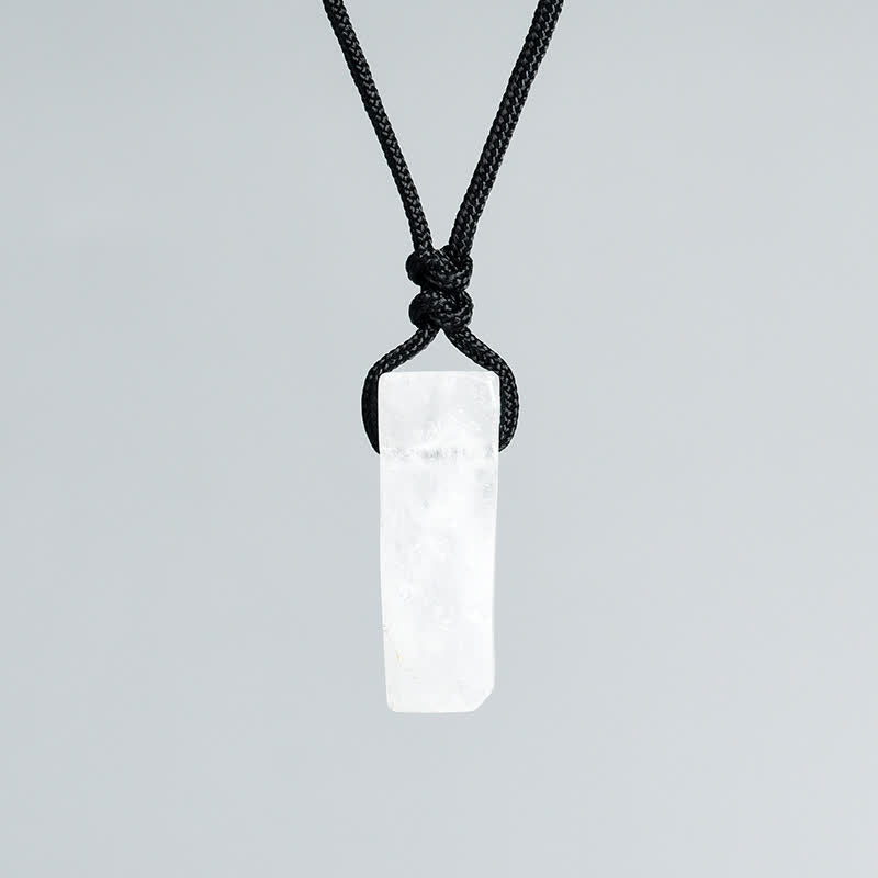 Olivenorma Natural Crystal Column Pendant Braided Knot Necklace - Clear Crystal - image 21