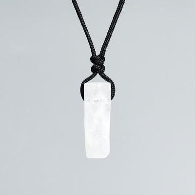 Olivenorma Natural Crystal Column Pendant Braided Knot Necklace - Clear Crystal - image 21
