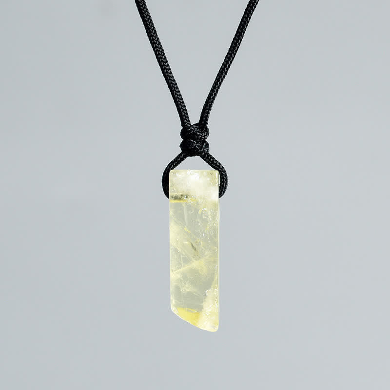 Olivenorma Natural Crystal Column Pendant Braided Knot Necklace - Citrine - image 17