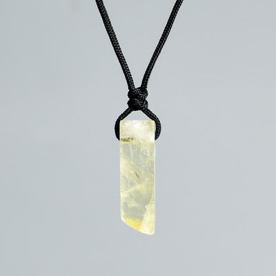 Olivenorma Natural Crystal Column Pendant Braided Knot Necklace - Citrine - image 17