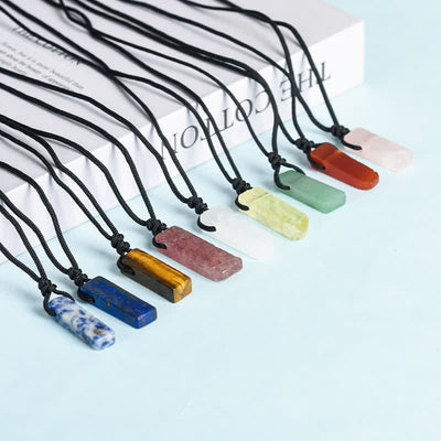 Olivenorma Natural Crystal Column Pendant Braided Knot Necklace - image 1