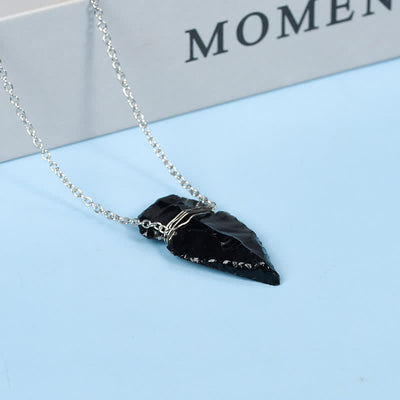 Olivenorma Natural Obsidian Arrow Pendant Necklace