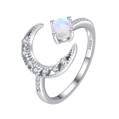 Olivenorma Moonstone Simple Crescent Shape Open Adjustable Ring