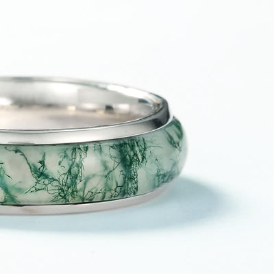 Olivenorma Simple Moss Agate Shape Ring