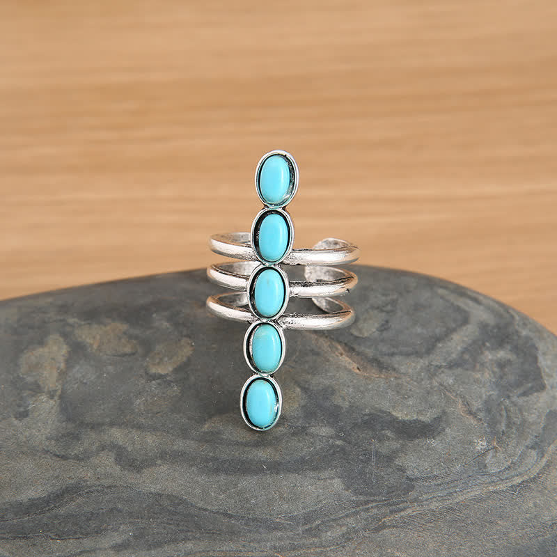 Olivenorma Bohemia Turquoise Stripe Alloy Ring