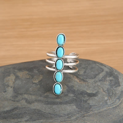 Olivenorma Bohemia Turquoise Stripe Alloy Ring