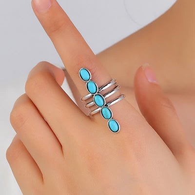 Olivenorma Bohemia Turquoise Stripe Alloy Ring