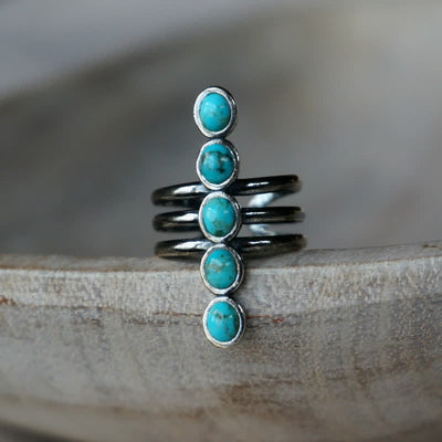 Olivenorma Bohemia Turquoise Stripe Alloy Ring