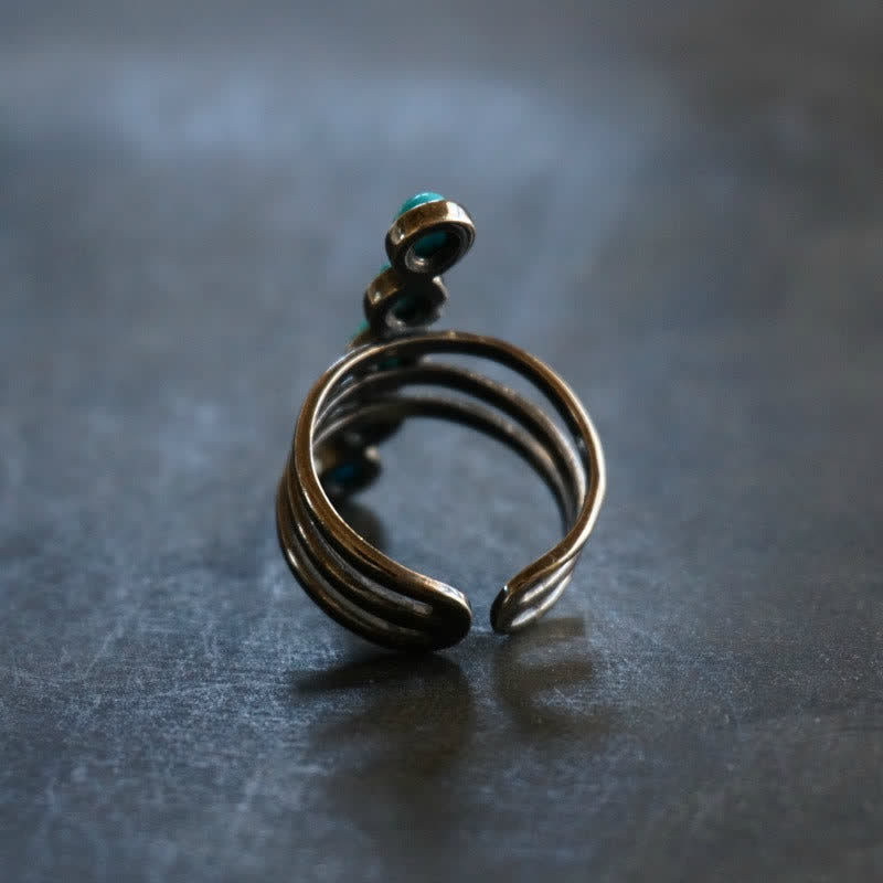 Olivenorma Bohemia Turquoise Stripe Alloy Ring