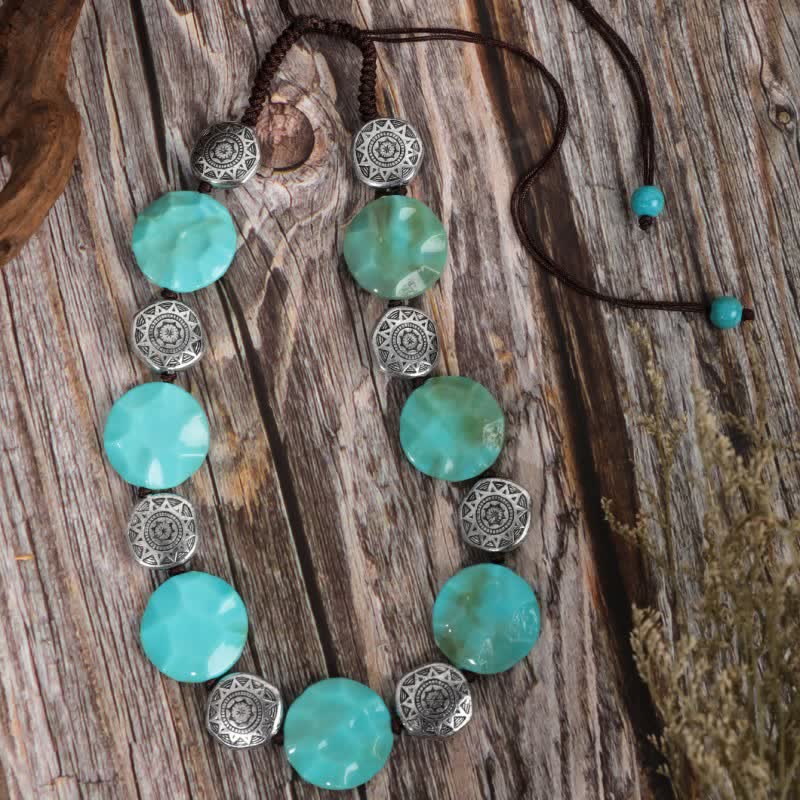 Olivenorma Retro Exaggerated Bohemia Turquoise Alloy Necklace