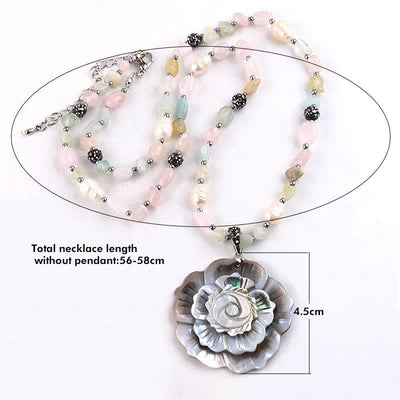 Olivenorma Natural Stone Shell Heart Flower Shaped Pendant Necklace