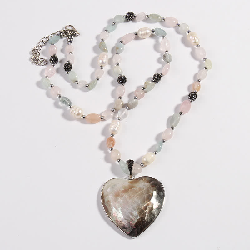 Olivenorma Natural Stone Shell Heart Flower Shaped Pendant Necklace