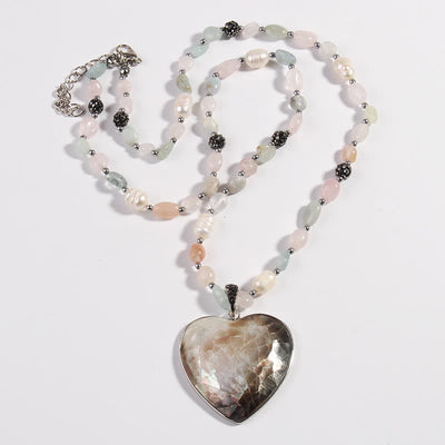 Olivenorma Natural Stone Shell Heart Flower Shaped Pendant Necklace