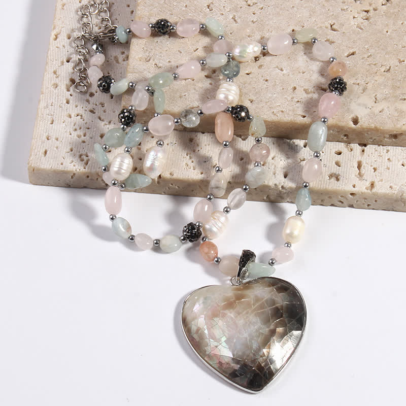 Olivenorma Natural Stone Shell Heart Flower Shaped Pendant Necklace