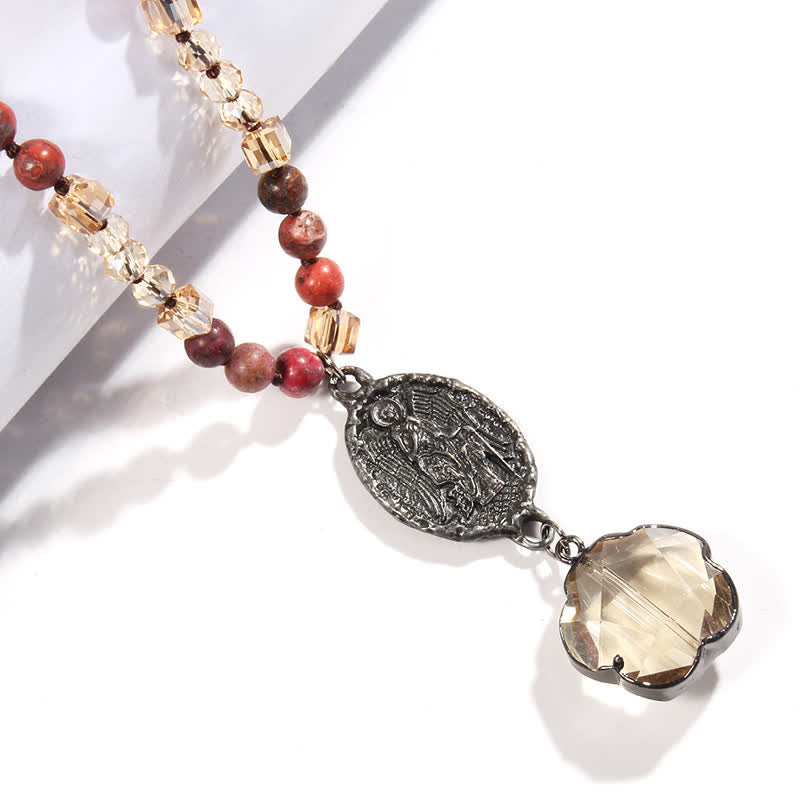 Olivenorma Natural Crystal Beads Angel Pendant Necklace