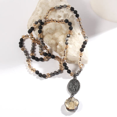 Olivenorma Natural Crystal Beads Angel Pendant Necklace