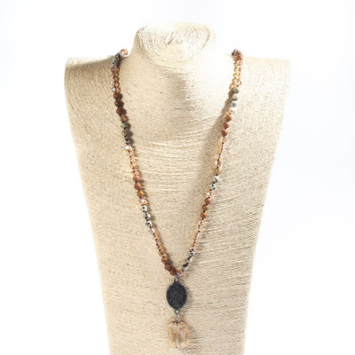 Olivenorma Natural Crystal Beads Angel Pendant Necklace