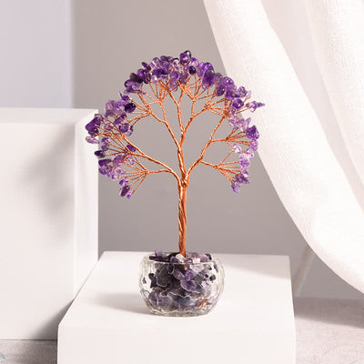 Olivenorma Natural Crystal Gravel Glass Bowl Feng Shui Tree