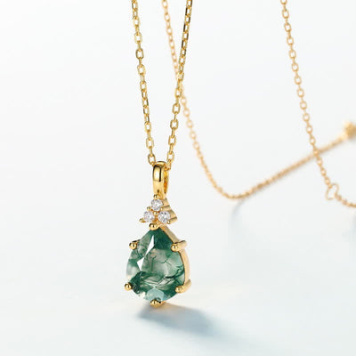 Olivenorma Golden Moss Agate Water Drop Jewelry Set - image 2