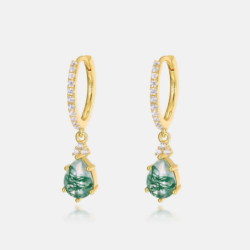 Olivenorma Golden Moss Agate Water Drop Jewelry Set - 7*28mm - Earrings - image 7