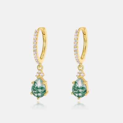 Olivenorma Golden Moss Agate Water Drop Jewelry Set - 7*28mm - Earrings - image 7