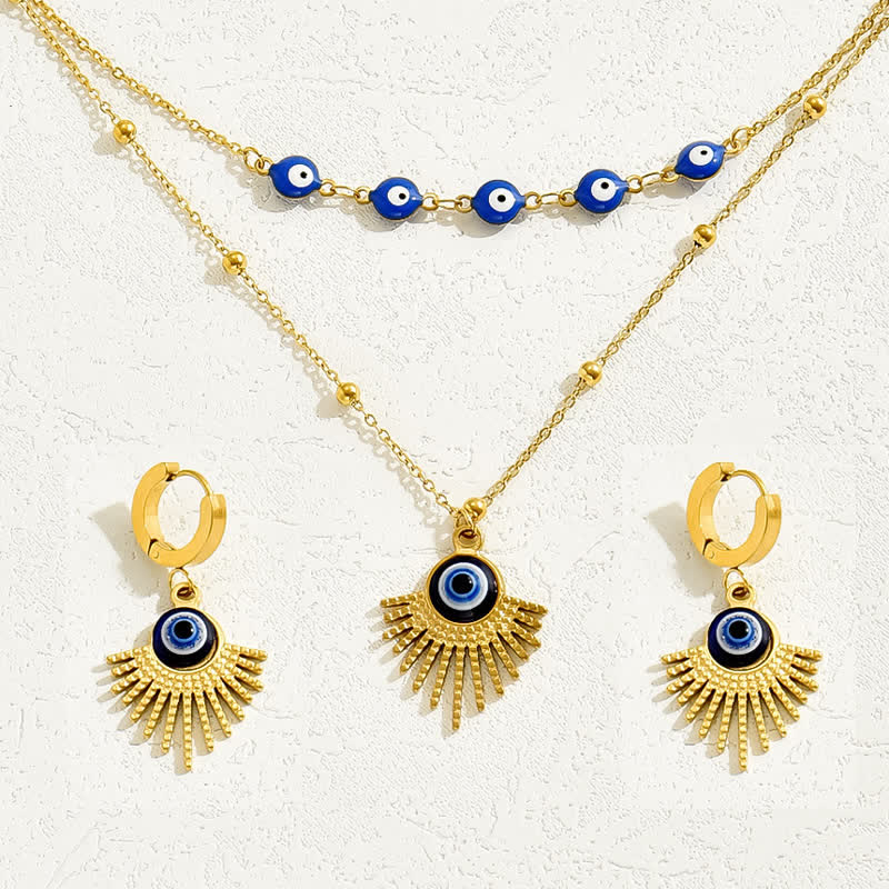 Olivenorma Blue Evil Eye Necklace Earrings Jewelry Set