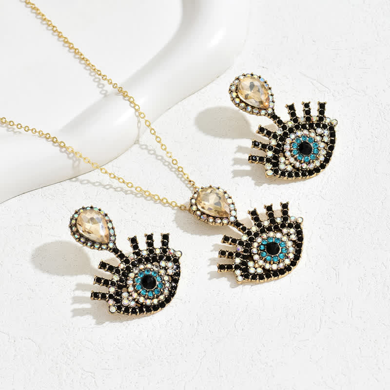 Olivenorma Blue Black Evil Eye Necklace Earrings Jewelry Set